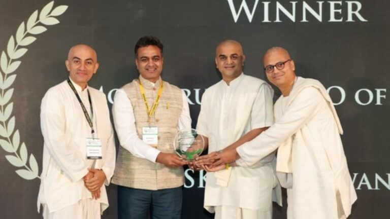 ISKCON Bhiwandi wins the Most Trusted NGO of the Year Award at the 10th edition of CSR Summit & Awards held in Mumbai